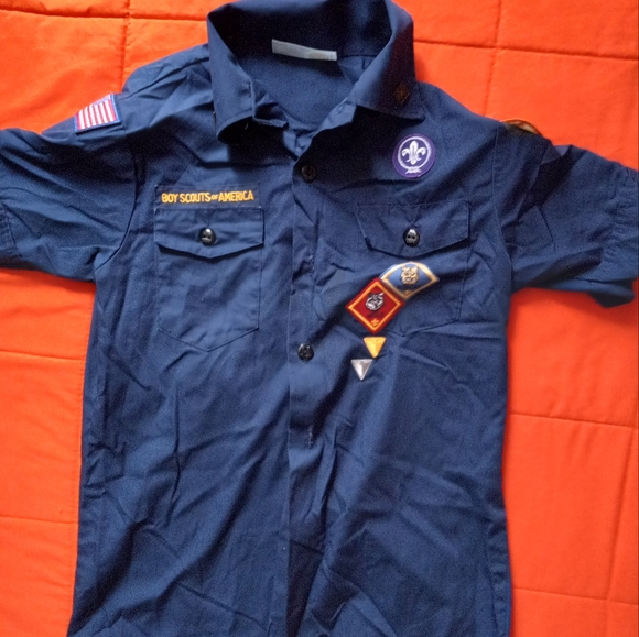 boy scouts Other - BOY SCOUTS OF AMERICA UNIFORM SHIRT WITH PATCHES, SIZE YOUTH MEDIUM Blue